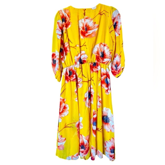 Kate & Lily Yellow Floral Midi Dress size 6P - Picture 5 of 7